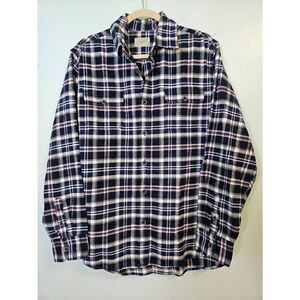 JACHS mens blue plaid 100% cotton flannel. Size M.